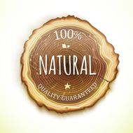 Vector drawing tree cut 100 natural wood label