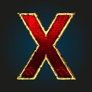 x vector red letter with gold