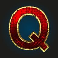 q vector red letter with gold