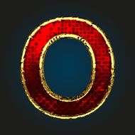 o vector red letter with gold