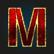 m vector red letter with gold