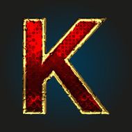 k vector red letter with gold