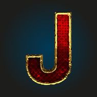 j vector red letter with gold