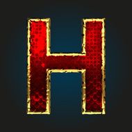 h vector red letter with gold