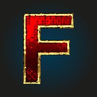 f vector red letter with gold