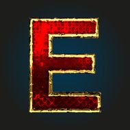 e vector red letter with gold