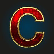 c vector red letter with gold