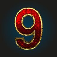 9 vector red letter with gold