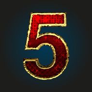 5 vector red letter with gold