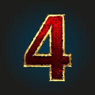 4 vector red letter with gold