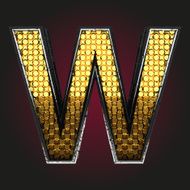 w vector golden and silver letter