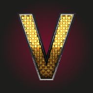 v vector golden and silver letter