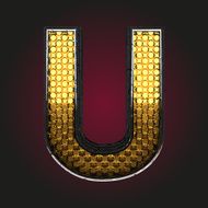 u vector golden and silver letter