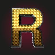 r vector golden and silver letter