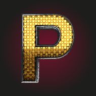 p vector golden and silver letter