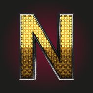 n vector golden and silver letter