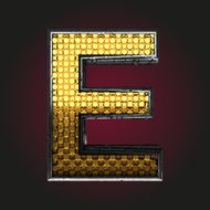 e vector golden and silver letter