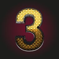 3 vector golden and silver letter