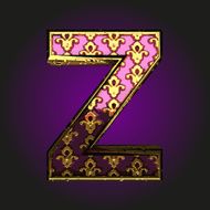 z vector violet letter with gold