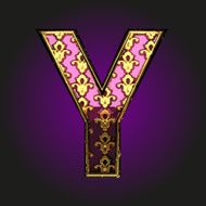 y vector violet letter with gold