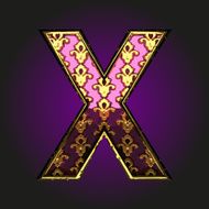 x vector violet letter with gold