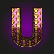 u vector violet letter with gold