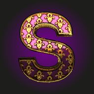 s vector violet letter with gold