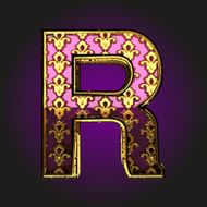 r vector violet letter with gold