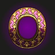 o vector violet letter with gold