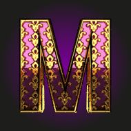m vector violet letter with gold