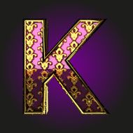 k vector violet letter with gold