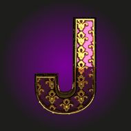 j vector violet letter with gold
