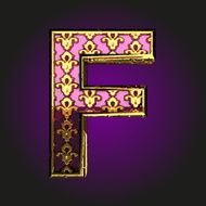f vector violet letter with gold