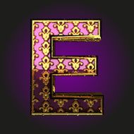 e vector violet letter with gold