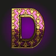 d vector violet letter with gold