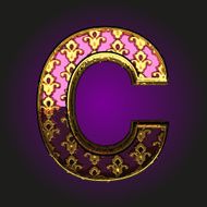 c vector violet letter with gold