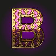 b vector violet letter with gold