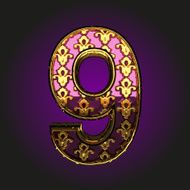 9 vector violet letter with gold