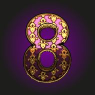 8 vector violet letter with gold