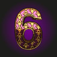 6 vector violet letter with gold