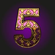 5 vector violet letter with gold