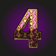 4 vector violet letter with gold