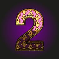 2 vector violet letter with gold