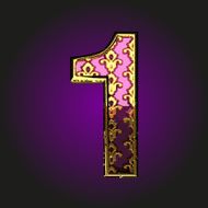 1 vector violet letter with gold