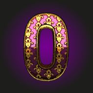0 vector violet letter with gold
