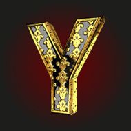 y vector black letter with gold