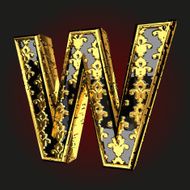 w vector black letter with gold