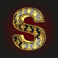 s vector black letter with gold