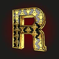 r vector black letter with gold
