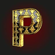 p vector black letter with gold